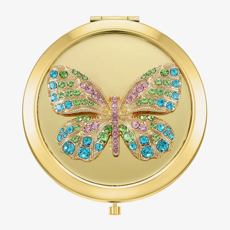 Monet Jewelry Gold Tone Butterfly Compact Mirror