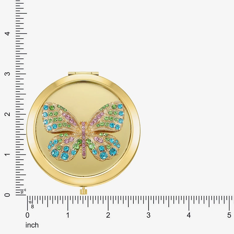 Monet Jewelry Gold Tone Butterfly Compact Mirror