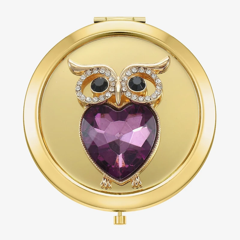 Monet Jewelry Owl Gold Tone Compact Mirror
