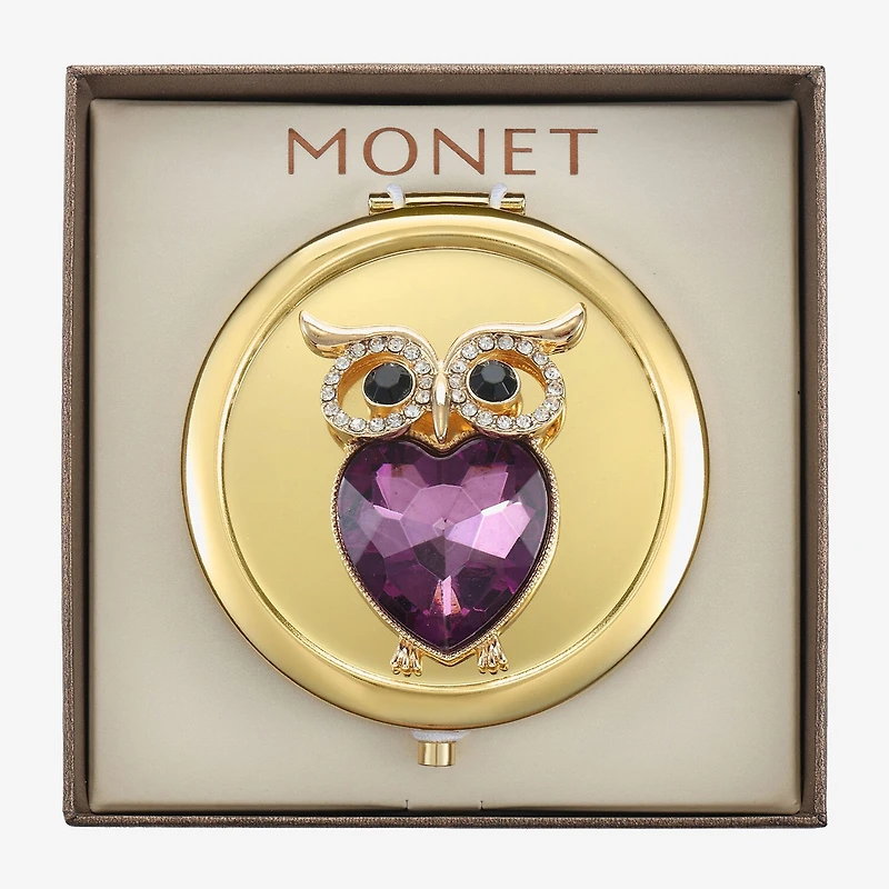 Monet Jewelry Owl Gold Tone Compact Mirror