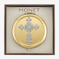 Monet Jewelry Gold Tone Cross Compact Mirror