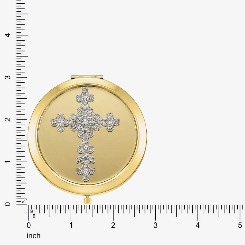 Monet Jewelry Gold Tone Cross Compact Mirror