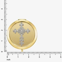 Monet Jewelry Gold Tone Cross Compact Mirror