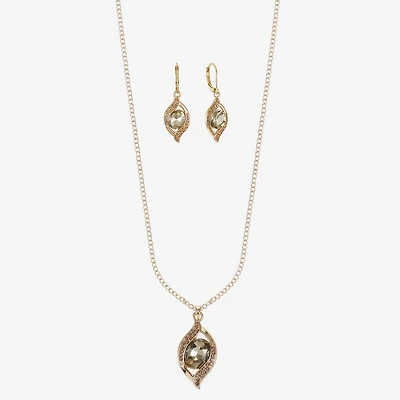 Monet Jewelry Pave Pendant Necklace And Drop Earring Womens Brown 2-pc. Jewelry Set