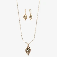 Monet Jewelry Pave Pendant Necklace And Drop Earring Womens Brown 2-pc. Jewelry Set