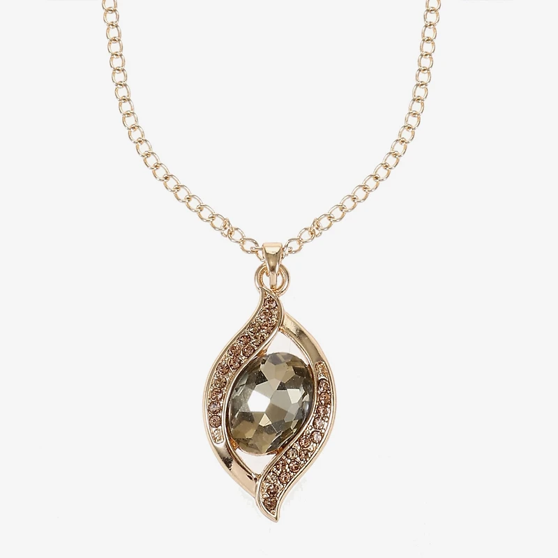 Monet Jewelry Pave Pendant Necklace And Drop Earring Womens Brown 2-pc. Jewelry Set