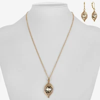 Monet Jewelry Pave Pendant Necklace And Drop Earring Womens Brown 2-pc. Jewelry Set