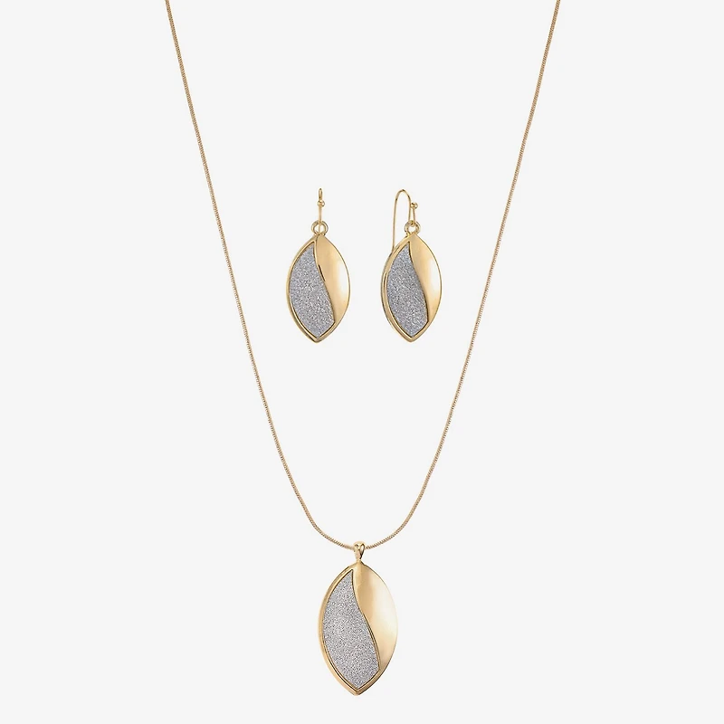 Monet Jewelry Two Tone Pendant Necklace And Drop Earring Womens 2-pc. Jewelry Set