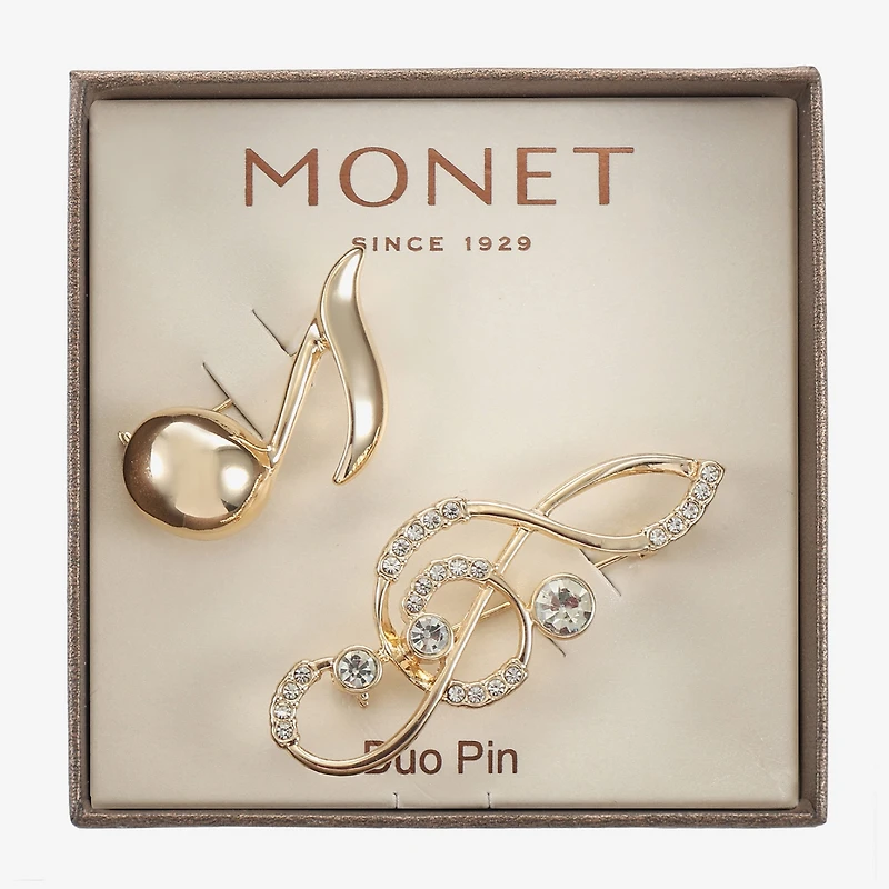 Monet Jewelry Gold Tone Music Notes Pin