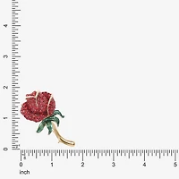 Monet Jewelry Red Rose Gold Tone Crystal Pin