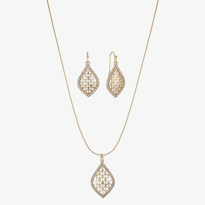 Monet Jewelry Openwork Pendant Necklace And Drop Earring Womens Glass 2-pc. Set