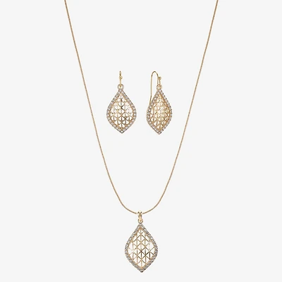 Monet Jewelry Openwork Pendant Necklace And Drop Earring Womens Glass 2-pc. Set