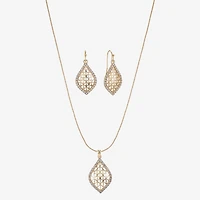 Monet Jewelry Openwork Pendant Necklace And Drop Earring Womens Glass 2-pc. Set