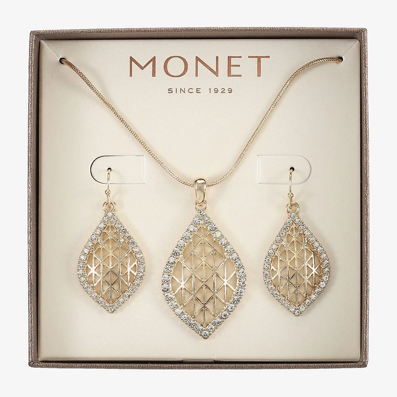 Monet Jewelry Openwork Pendant Necklace And Drop Earring Womens Glass 2-pc. Set