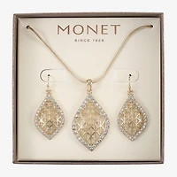 Monet Jewelry Openwork Pendant Necklace And Drop Earring Womens Glass 2-pc. Set