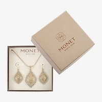 Monet Jewelry Openwork Pendant Necklace And Drop Earring Womens Glass 2-pc. Set