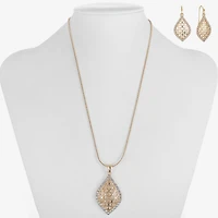 Monet Jewelry Openwork Pendant Necklace And Drop Earring Womens Glass 2-pc. Set