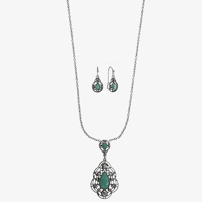 Monet Jewelry Pendant Necklace And Drop Earring Womens Blue 2-pc. Jewelry Set