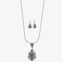 Monet Jewelry Pendant Necklace And Drop Earring Womens Blue 2-pc. Jewelry Set