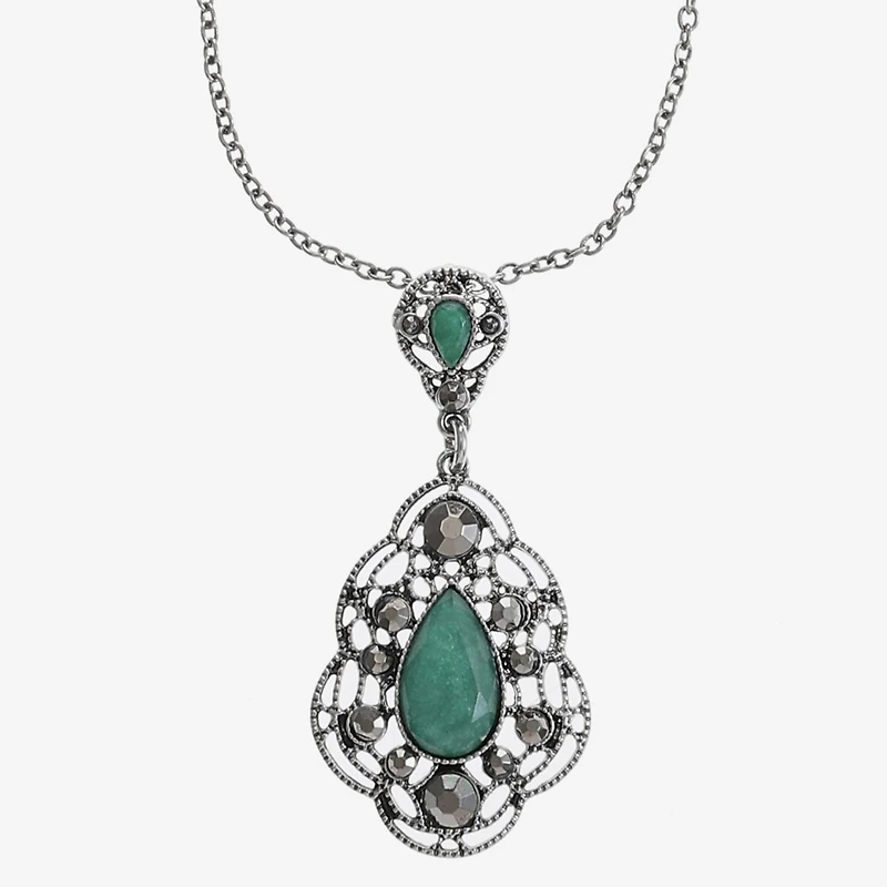 Monet Jewelry Pendant Necklace And Drop Earring Womens Blue 2-pc. Jewelry Set