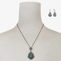 Monet Jewelry Pendant Necklace And Drop Earring Womens Blue 2-pc. Jewelry Set