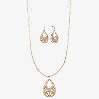 Monet Jewelry Gold Tone Pendant Necklace And Drop Earring Womens Glass 2-pc. Jewelry Set
