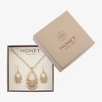 Monet Jewelry Gold Tone Pendant Necklace And Drop Earring Womens Glass 2-pc. Jewelry Set