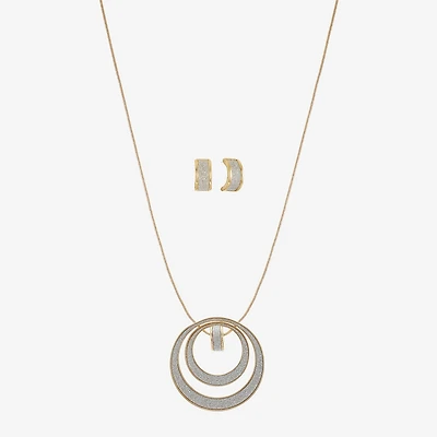 Monet Jewelry Two Tone Pendant Necklace And Huggie Earring Womens 2-pc. Jewelry Set