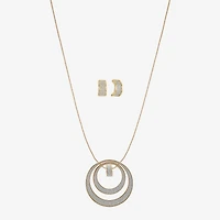 Monet Jewelry Two Tone Pendant Necklace And Huggie Earring Womens 2-pc. Jewelry Set