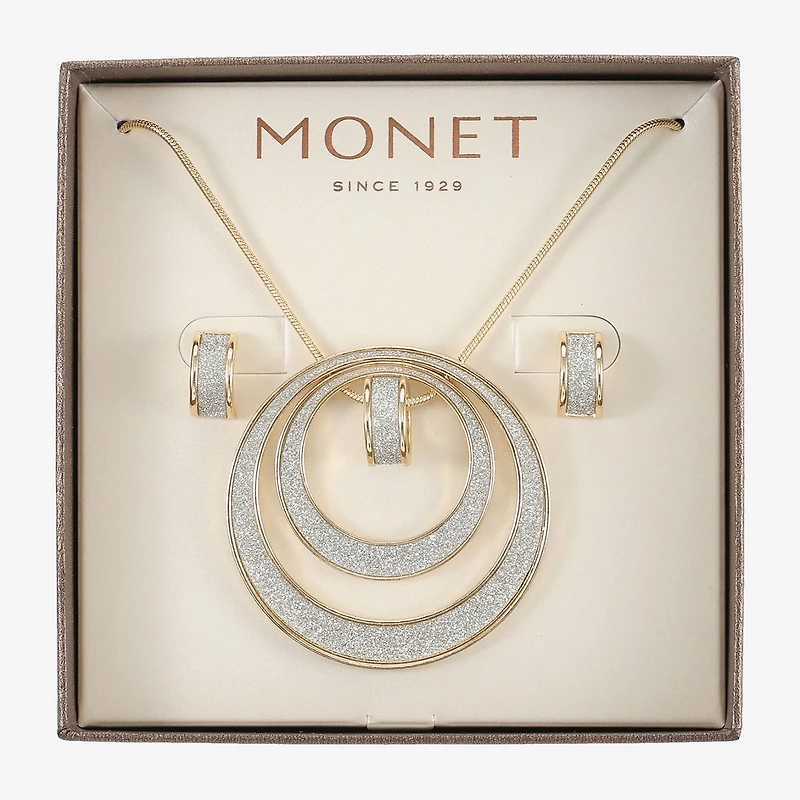 Monet Jewelry Two Tone Pendant Necklace And Huggie Earring Womens 2-pc. Jewelry Set