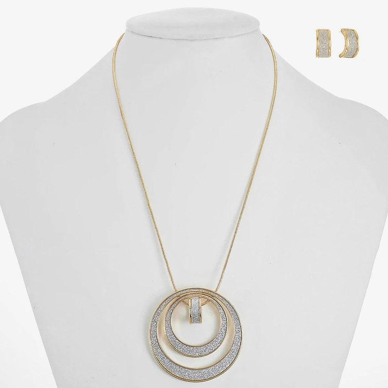 Monet Jewelry Two Tone Pendant Necklace And Huggie Earring Womens 2-pc. Jewelry Set