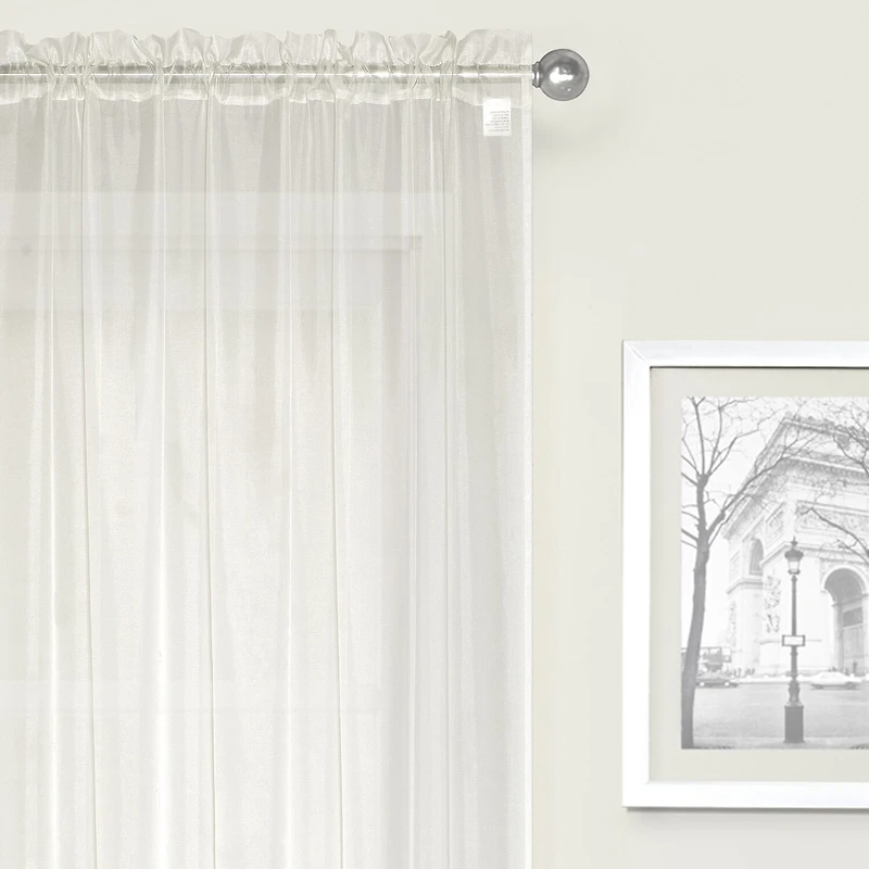 Crystal Sheer Rod Pocket Set of 2 Curtain Panel