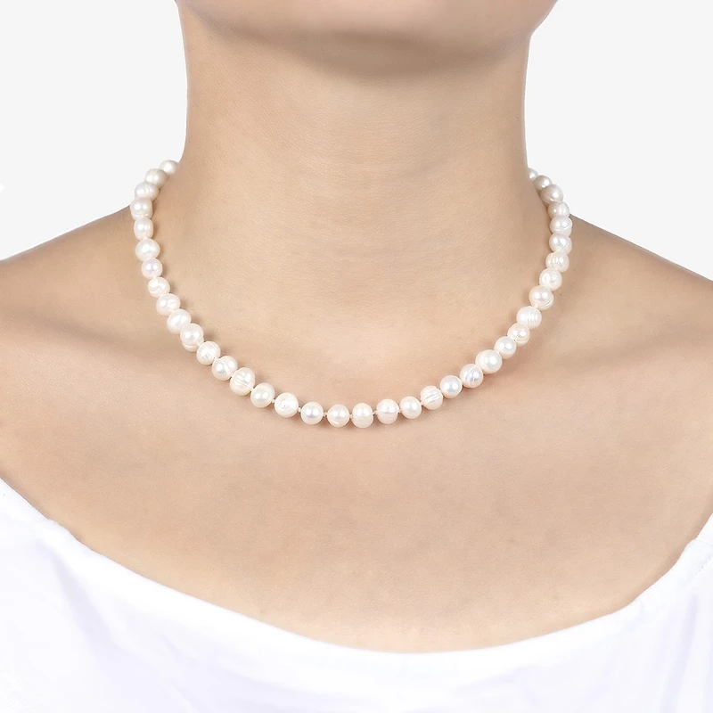 Silver Treasures Womens White Sterling Silver 16 Inch Strand Necklace