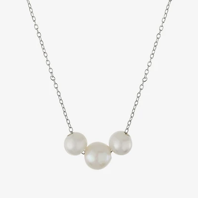 Silver Treasures Womens White Cultured Freshwater Pearl Sterling Silver 16 Inch Pendant Necklace