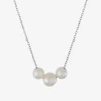 Silver Treasures Womens White Cultured Freshwater Pearl Sterling Silver 16 Inch Pendant Necklace