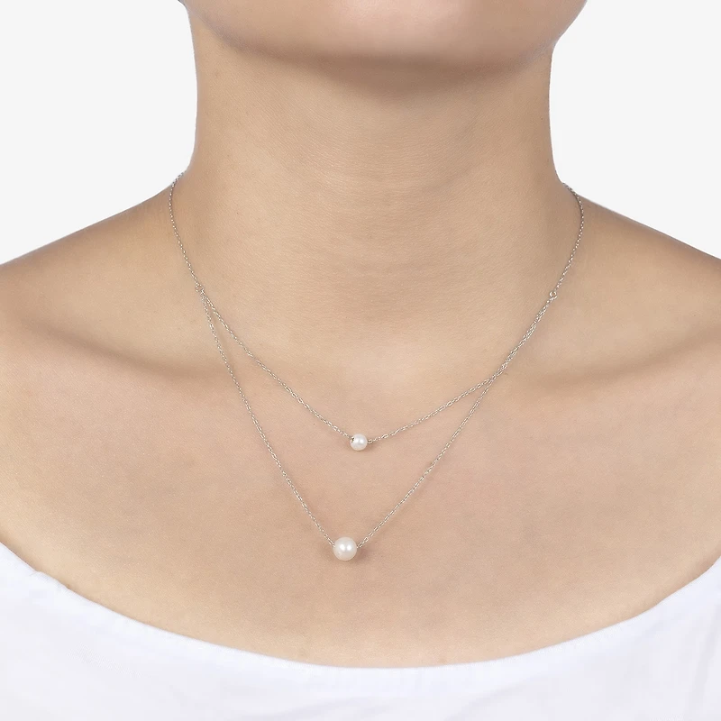 Silver Treasures Womens White Sterling Silver 16 Inch Strand Necklace