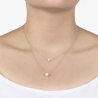 Silver Treasures Womens White Sterling Silver 16 Inch Strand Necklace