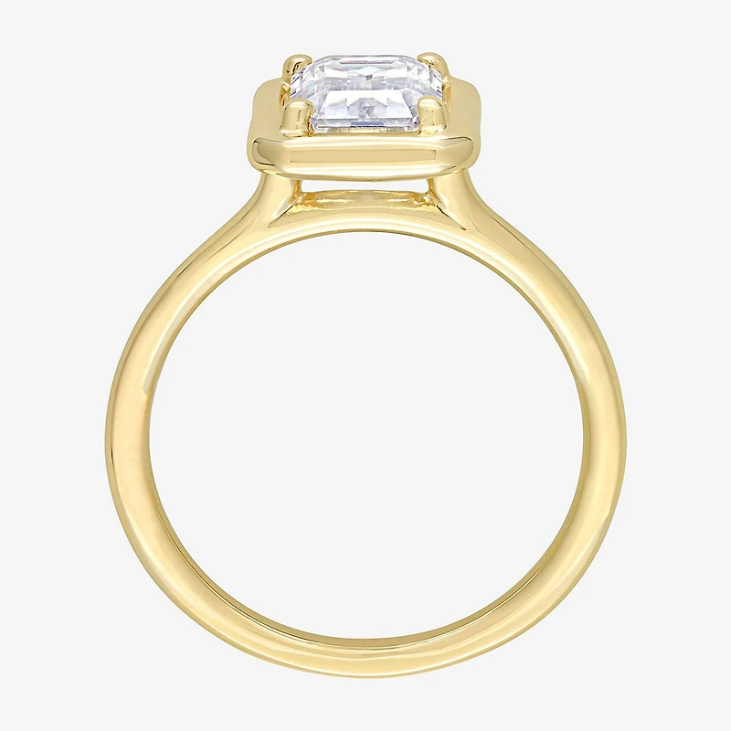 Womens Lab Created White Moissanite 10K Gold Solitaire Engagement Ring