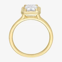 Womens Lab Created White Moissanite 10K Gold Solitaire Engagement Ring