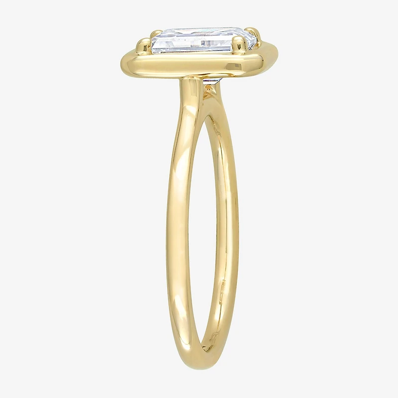 Womens Lab Created White Moissanite 10K Gold Solitaire Engagement Ring