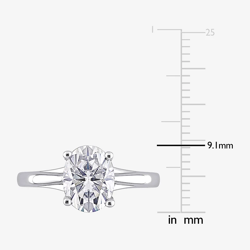 Womens Lab Created White Moissanite 14K Gold Solitaire Engagement Ring