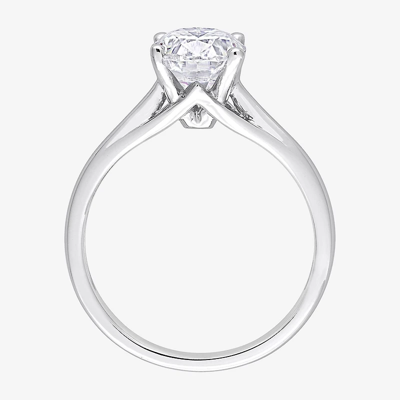 Womens Lab Created White Moissanite 14K Gold Solitaire Engagement Ring
