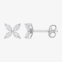 Lab Created White Moissanite 10K Gold 6.8mm Flower Stud Earrings
