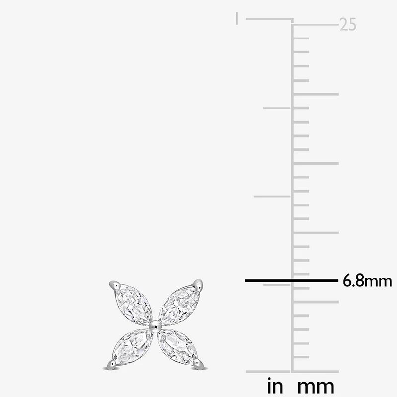 Lab Created White Moissanite 10K Gold 6.8mm Flower Stud Earrings