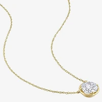 Womens Lab Created White Moissanite 10K Gold Round 17 Inch Pendant Necklace