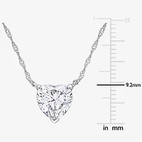 Womens Lab Created White Moissanite 10K Gold Heart 17 Inch Pendant Necklace