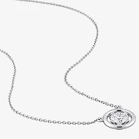 Womens Lab Created White Moissanite 14K Gold Round 17 Inch Pendant Necklace
