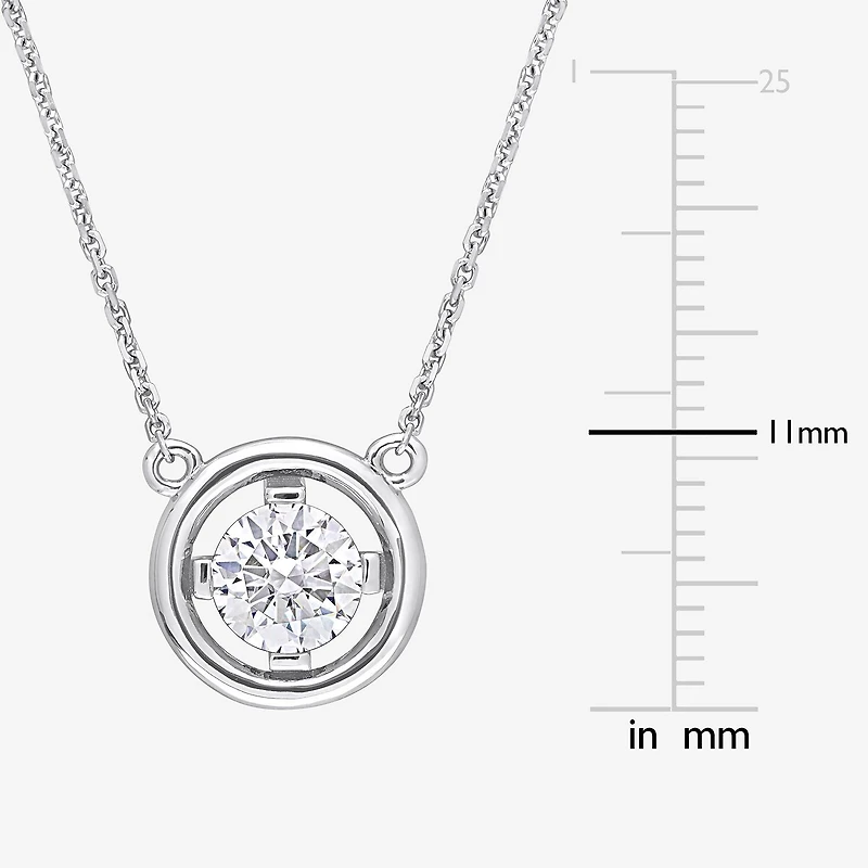 Womens Lab Created White Moissanite 14K Gold Round 17 Inch Pendant Necklace