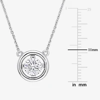 Womens Lab Created White Moissanite 14K Gold Round 17 Inch Pendant Necklace