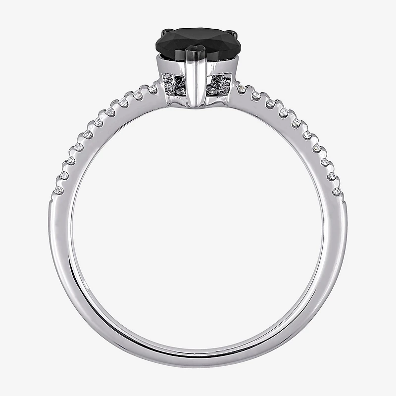 Midnight Black Womens 1 1/10 CT. T.W. Natural Diamond 14K Gold Pear Engagement Ring